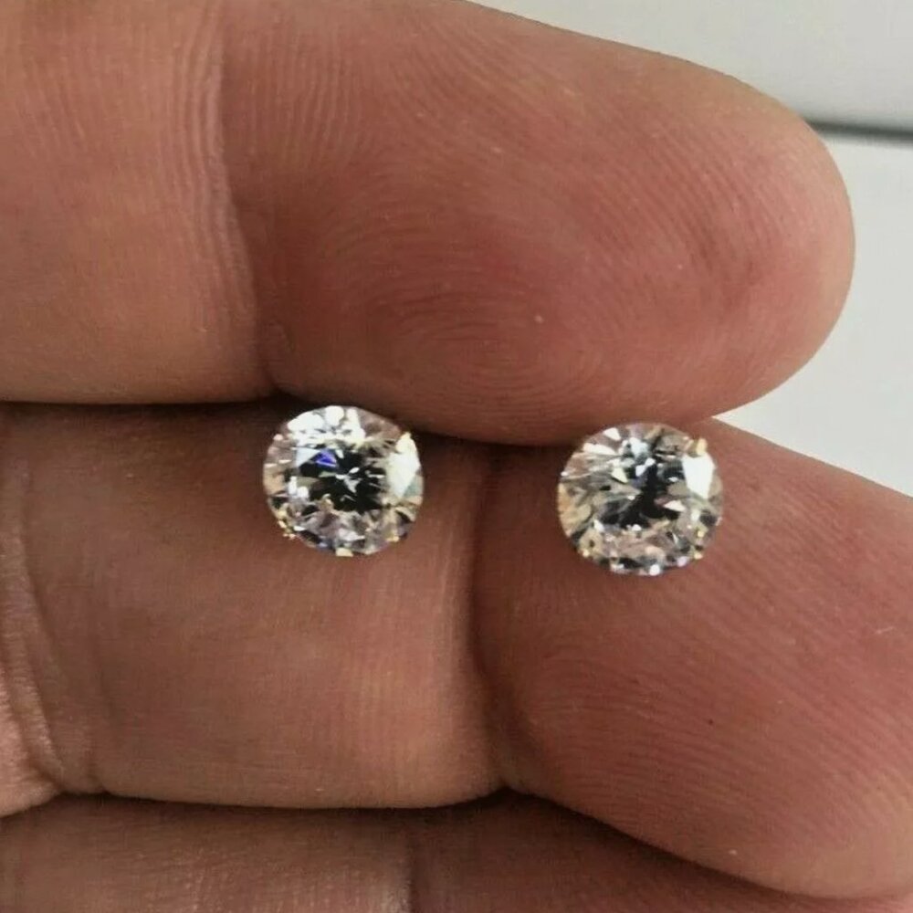 14K SOLID YELLOW GOLD 4 CARAT ROUND DIAMONDS